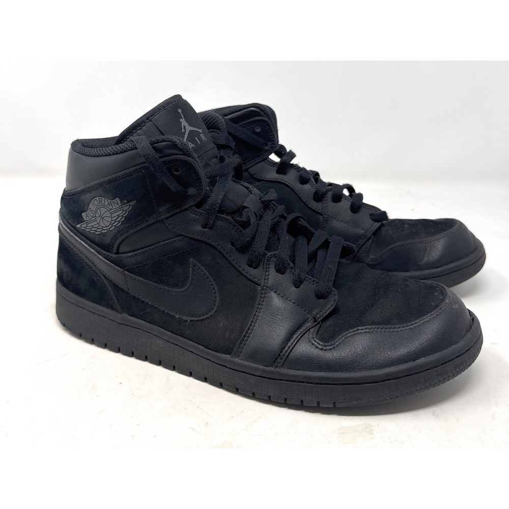 Nike Air Jordan 1 Mid In The Triple Black Men's Size 10 Style 554724-050